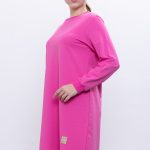 İki İplik bisiklet yaka armalı uzun tunik