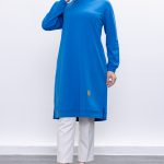 İki İplik bisiklet yaka armalı uzun tunik