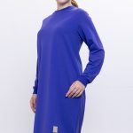 İki İplik bisiklet yaka armalı uzun tunik