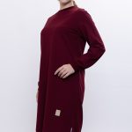 İki İplik bisiklet yaka armalı uzun tunik