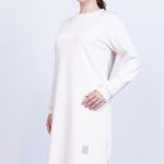 İki İplik bisiklet yaka armalı uzun tunik