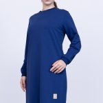 İki İplik bisiklet yaka armalı uzun tunik