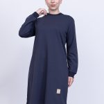 İki İplik bisiklet yaka armalı uzun tunik