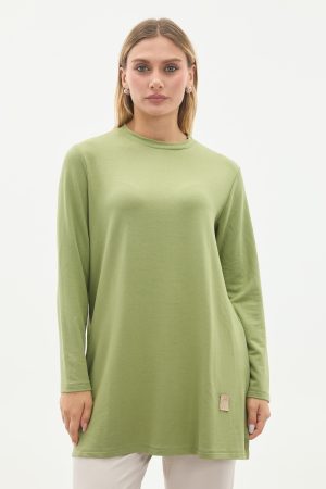 kristal bisiklet yaka armalı uzun tunik