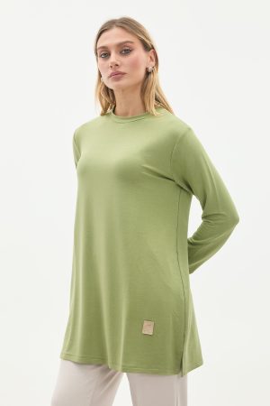 kristal bisiklet yaka armalı uzun tunik