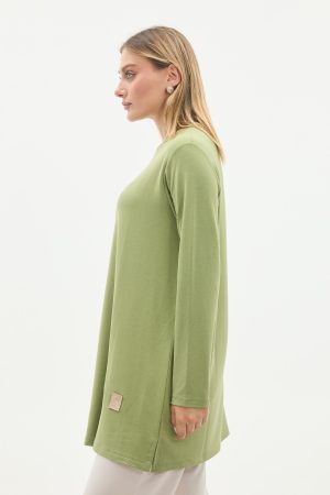 kristal bisiklet yaka armalı uzun tunik