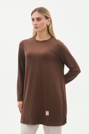 kristal bisiklet yaka armalı uzun tunik