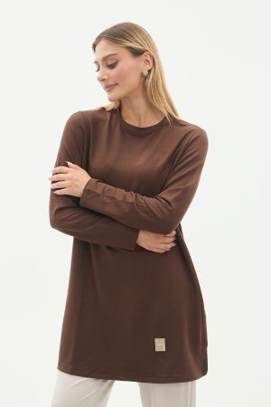 kristal bisiklet yaka armalı uzun tunik