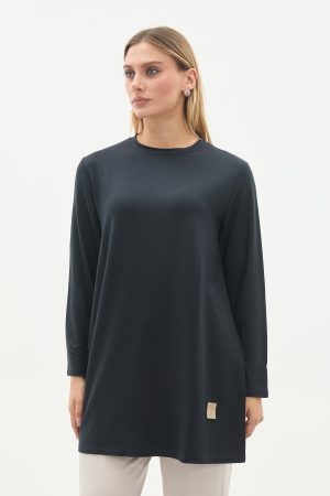 kristal bisiklet yaka armalı uzun tunik