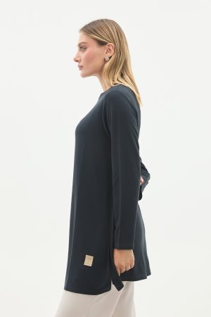 kristal bisiklet yaka armalı uzun tunik