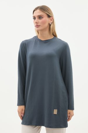 kristal bisiklet yaka armalı uzun tunik