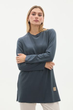 kristal bisiklet yaka armalı uzun tunik