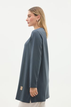 kristal bisiklet yaka armalı uzun tunik