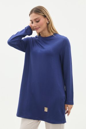 kristal bisiklet yaka armalı uzun tunik