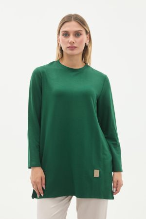 kristal bisiklet yaka armalı uzun tunik