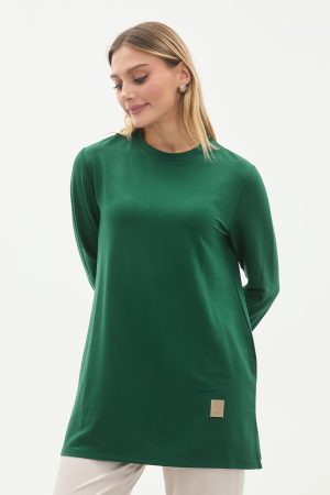 kristal bisiklet yaka armalı uzun tunik