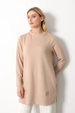 kristal bisiklet yaka armalı uzun tunik