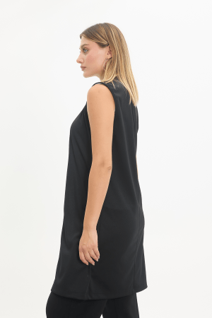 kadın uzun kolsuz rahat kesim Şık yelek siyah