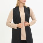 kadın uzun kolsuz rahat kesim Şık yelek siyah