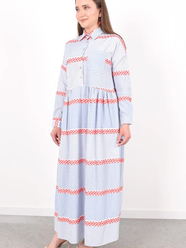 keten Çizgili elbise