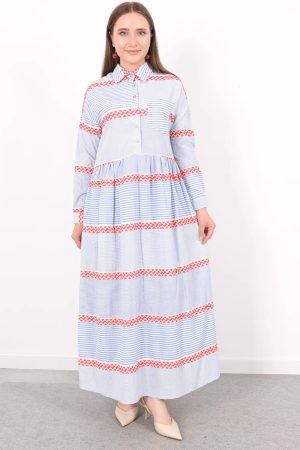 keten Çizgili elbise