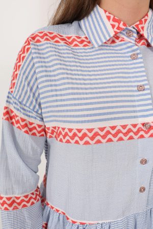 keten Çizgili elbise