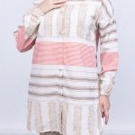 keten Çizgili yazlık kadın gömlek