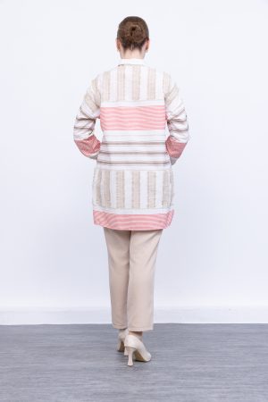 keten Çizgili yazlık kadın gömlek