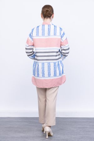 keten Çizgili yazlık kadın gömlek