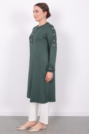 kristal gold fiyonk düğmeli tunik