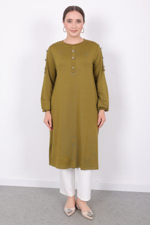 kristal gold fiyonk düğmeli tunik