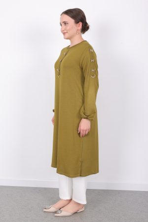 kristal gold fiyonk düğmeli tunik