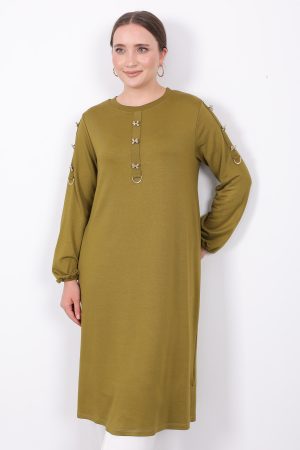 kristal gold fiyonk düğmeli tunik