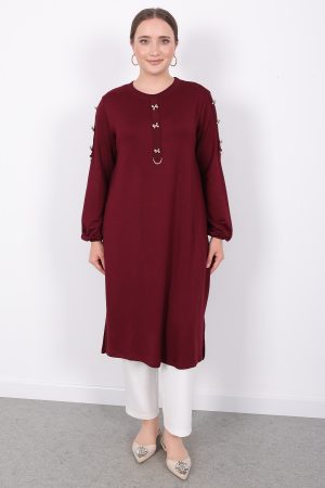 kristal gold fiyonk düğmeli tunik