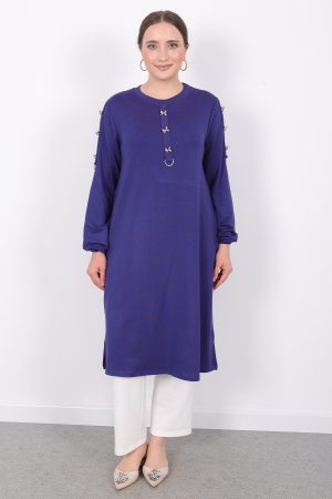 kristal gold fiyonk düğmeli tunik