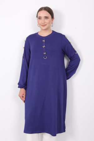 kristal gold fiyonk düğmeli tunik