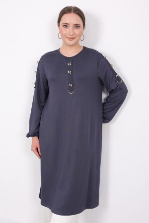 kristal gold fiyonk düğmeli tunik