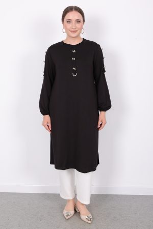 kristal gold fiyonk düğmeli tunik