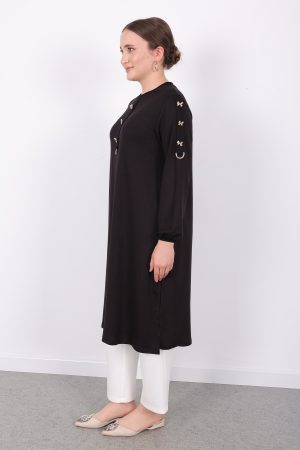 kristal gold fiyonk düğmeli tunik