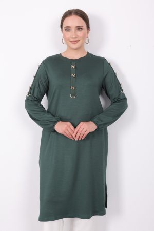 kristal gold fiyonk düğmeli tunik