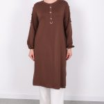 kristal gold fiyonk düğmeli tunik