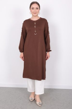 kristal gold fiyonk düğmeli tunik