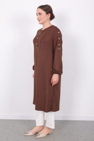 kristal gold fiyonk düğmeli tunik