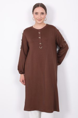 kristal gold fiyonk düğmeli tunik