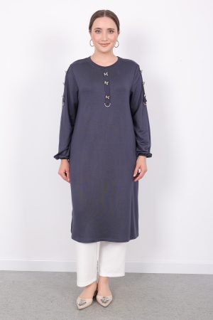 kristal gold fiyonk düğmeli tunik