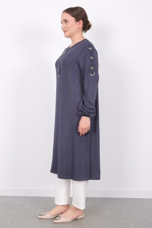 kristal gold fiyonk düğmeli tunik