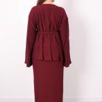 kuşaklı merserize triko elbise takım