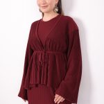 kuşaklı merserize triko elbise takım