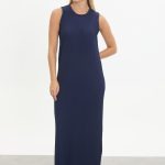 kuşaklı merserize triko elbise takım