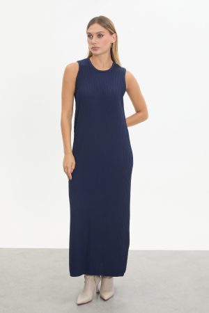 kuşaklı merserize triko elbise takım